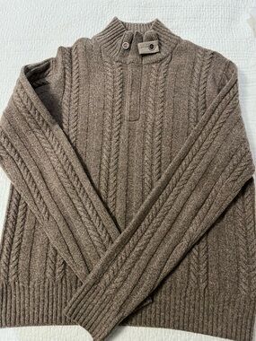 Corneliani Brown Cable-Knit Turtleneck Sweater